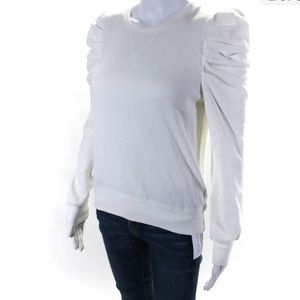 Rebecca Minkoff Womens Puffy Long Sleeves Sweatshirt White Size Extra Small